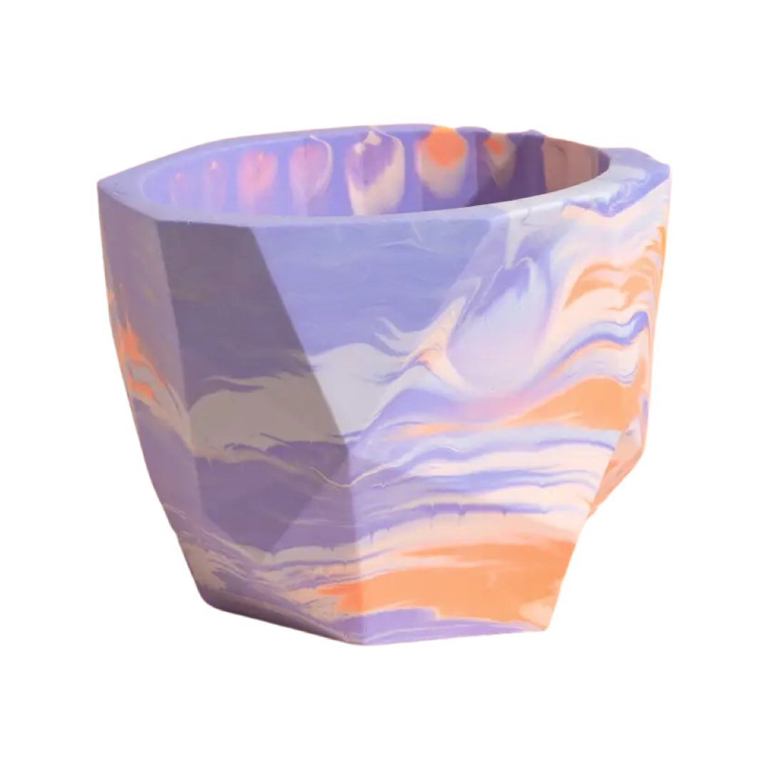 Purple and Peach Marbled Plant Pot