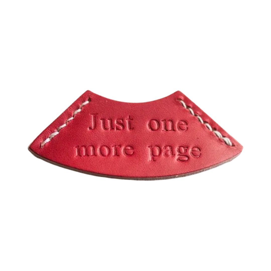Just One More Page Leather Bookmark