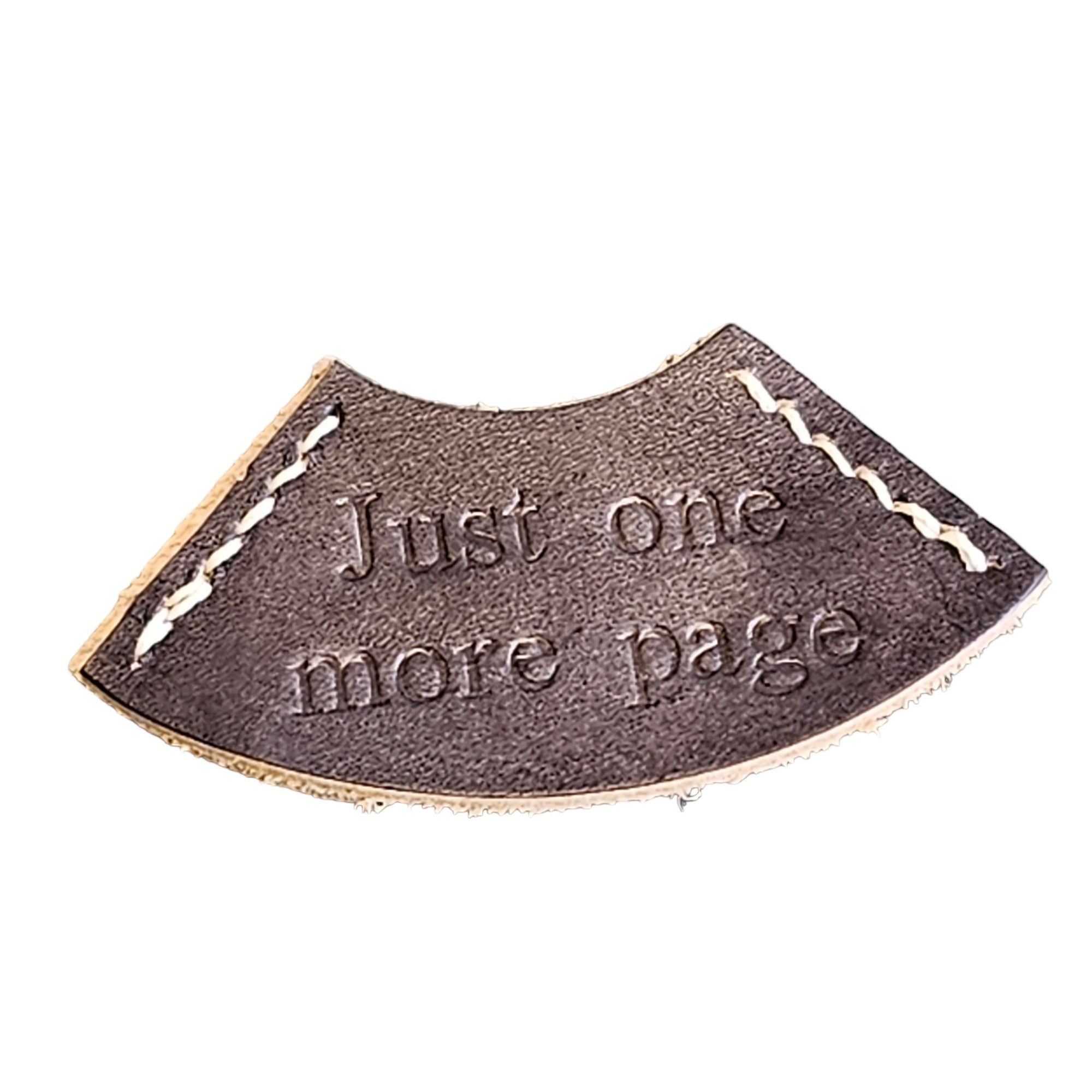 Just One More Page Leather Bookmark