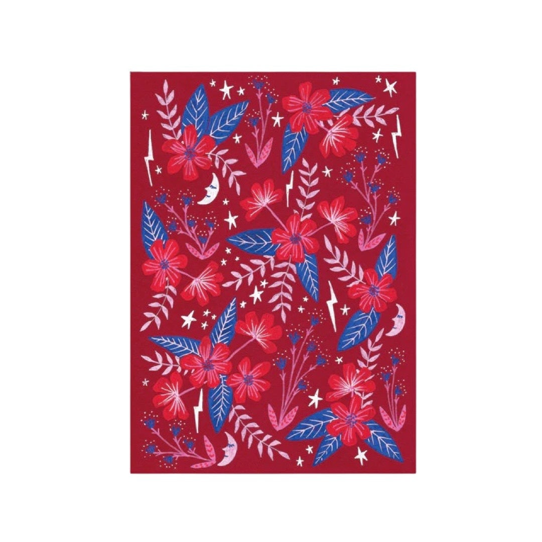 Red Floral Postcard