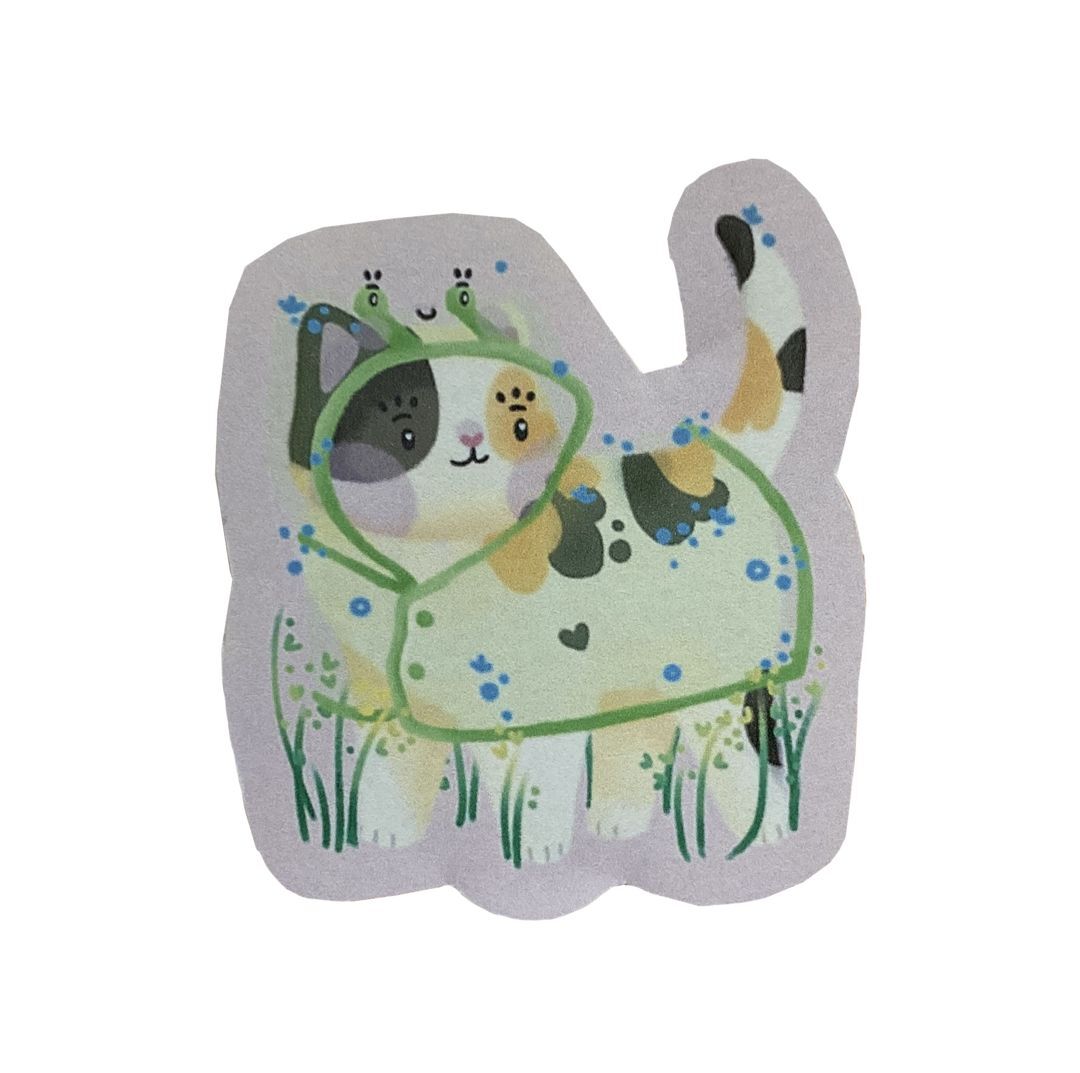 Frog Raincoat Cat Sticker