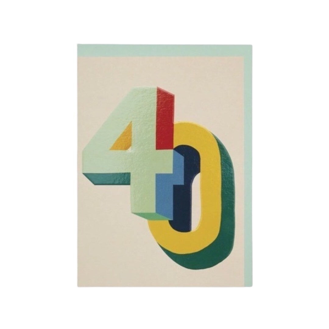 40th Birthday Card Block Colour