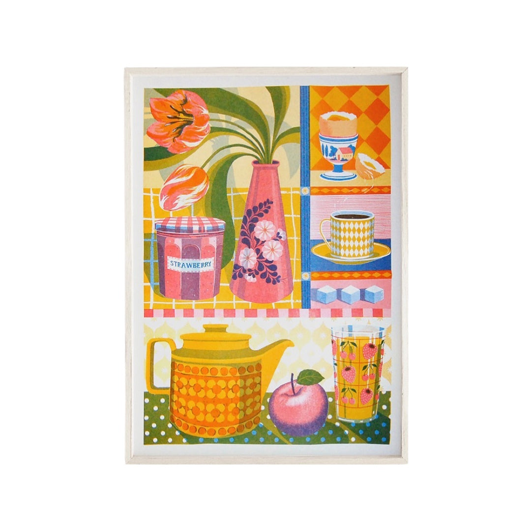Teapot and Tulips Print