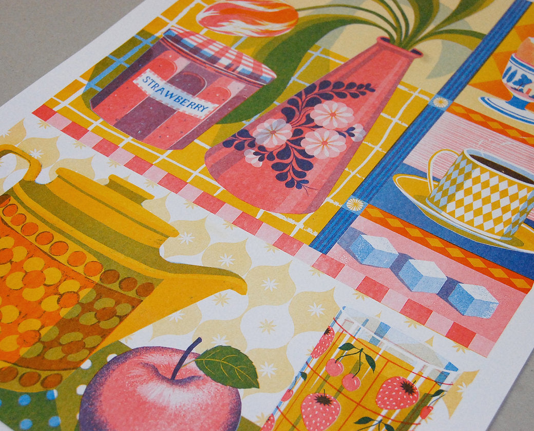 Teapot and Tulips Print