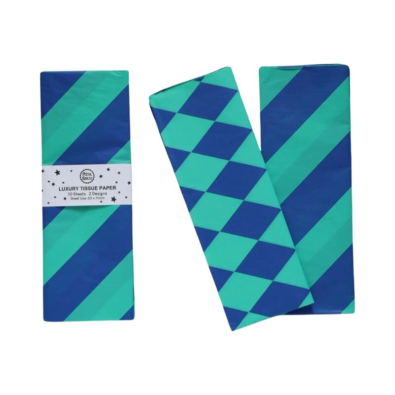 Blue Patterned Tissue Paper Pack