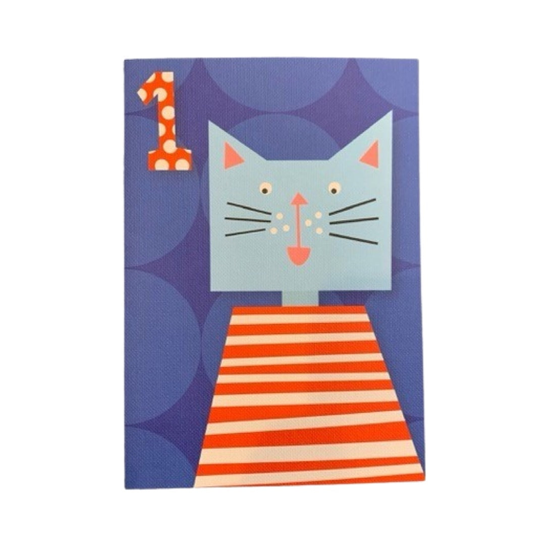 1st Birthday Card Cat