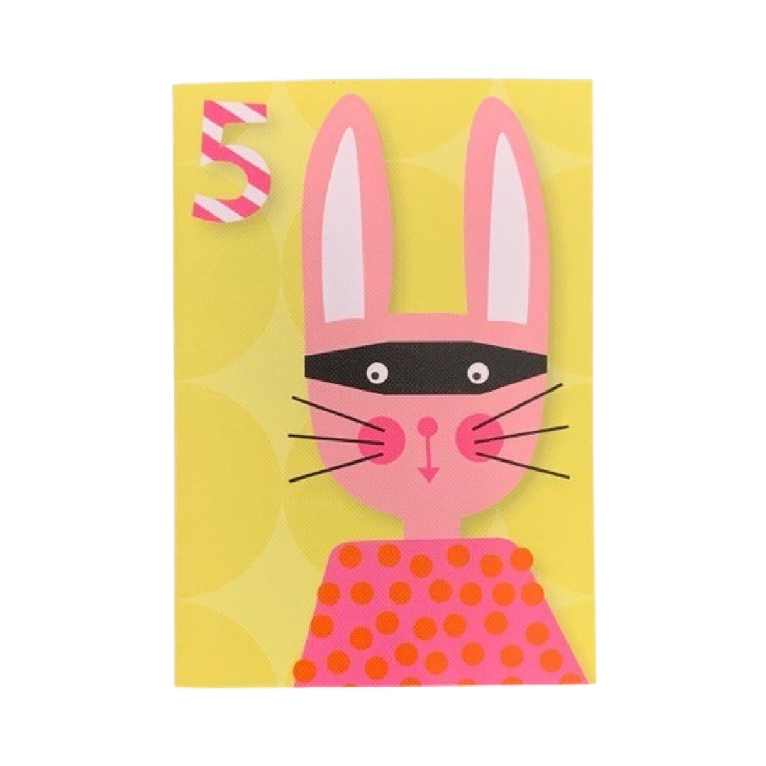5th Birthday Card Bunny Bandit