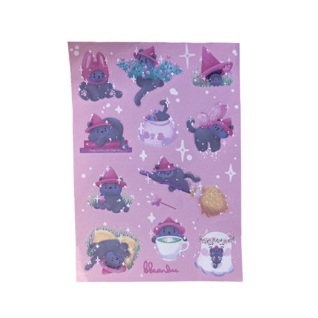 Witch Cat Vinyl Sticker Sheet