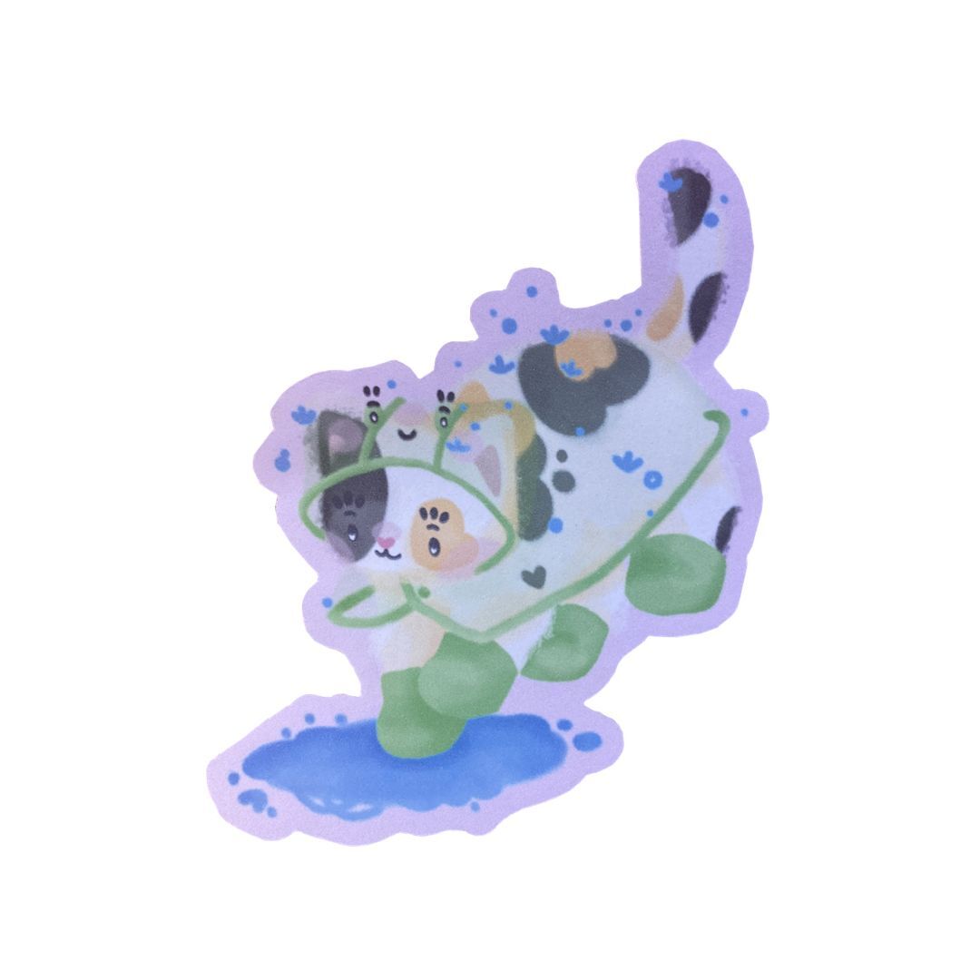 Frog Raincoat Puddle Cat Sticker