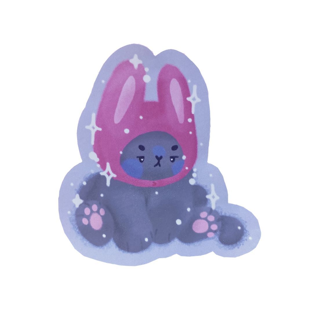 Grumpy Bunny Cat Sticker