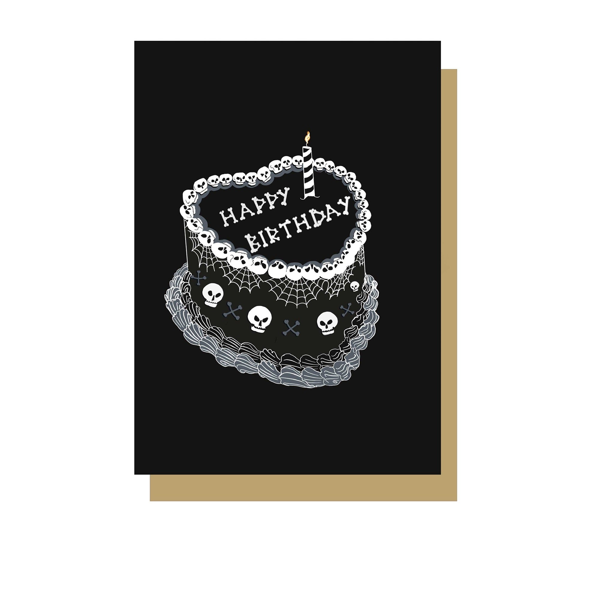 Happy Birthday Skull Cake Card