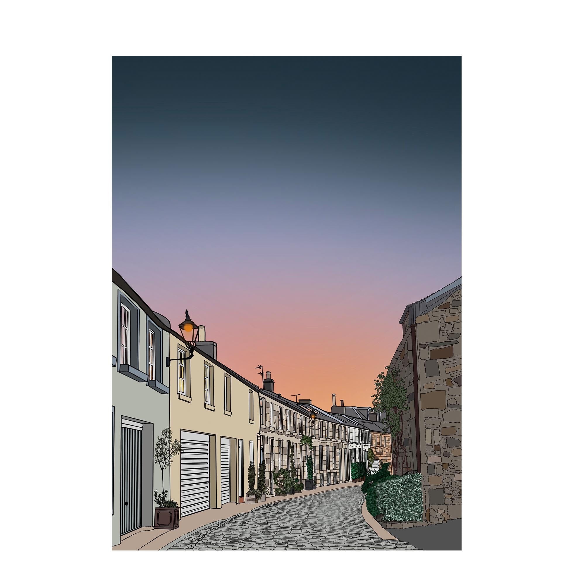 Circus Lane Edinburgh Sunset Print