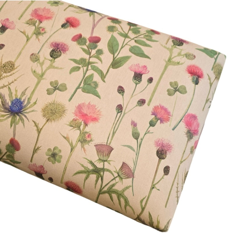 Thistle Floral Linen Bench