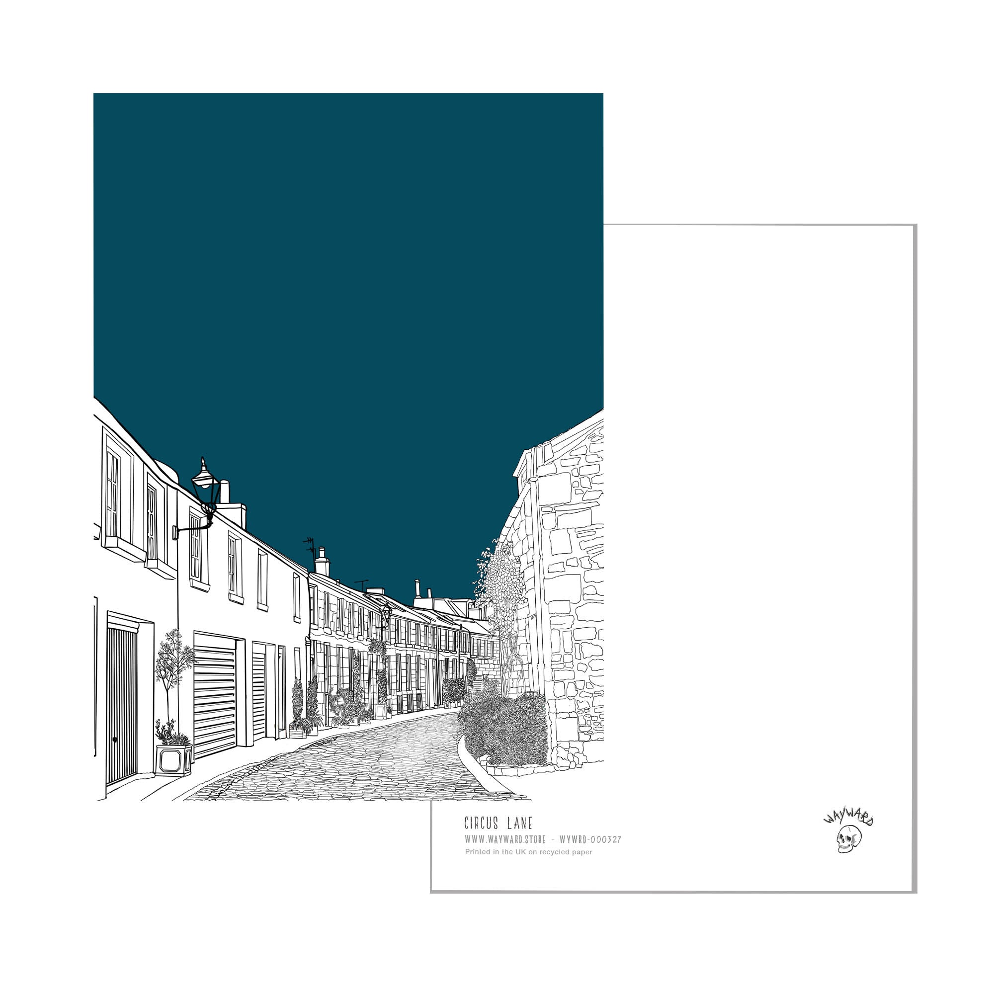 Circus Lane Edinburgh Illustrated Postcard