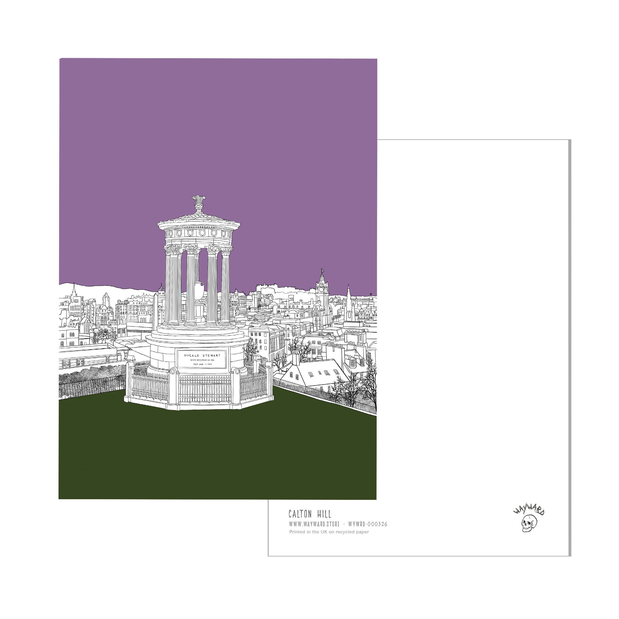 Calton Hill Edinburgh Illustrated Postcard