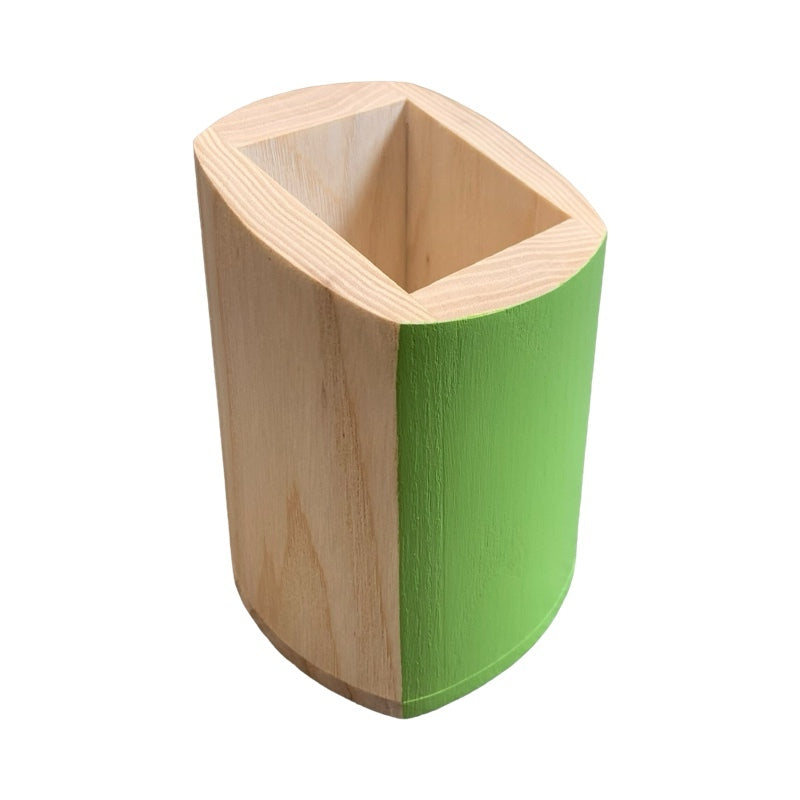 Green Penny Wooden Pencil Pot