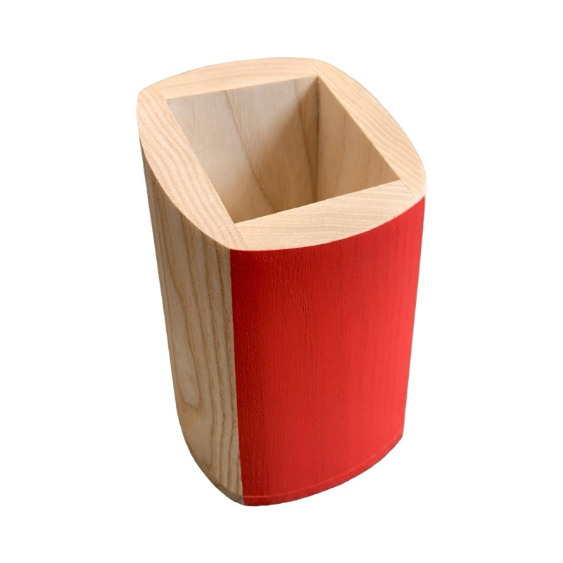 Red Penny Wooden Pencil Pot