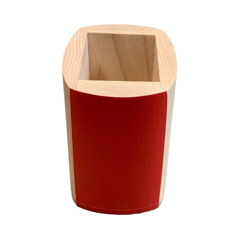 Red Penny Wooden Pencil Pot