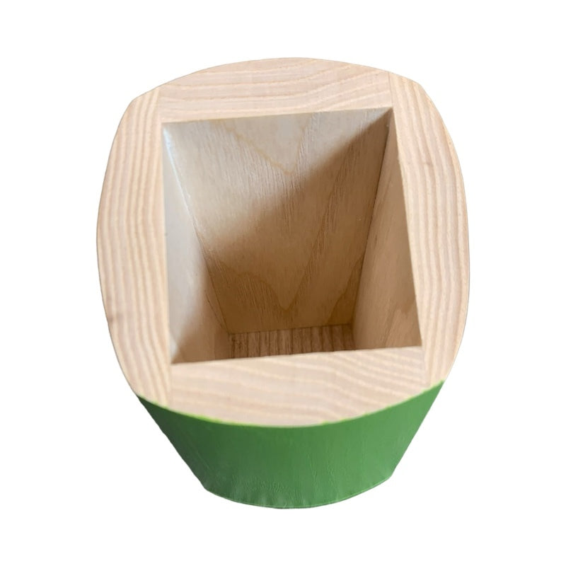 Green Penny Wooden Pencil Pot