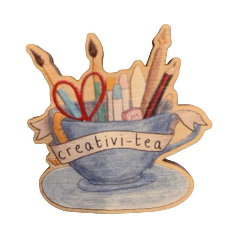 Creativi-tea Large Wooden Pin Badge