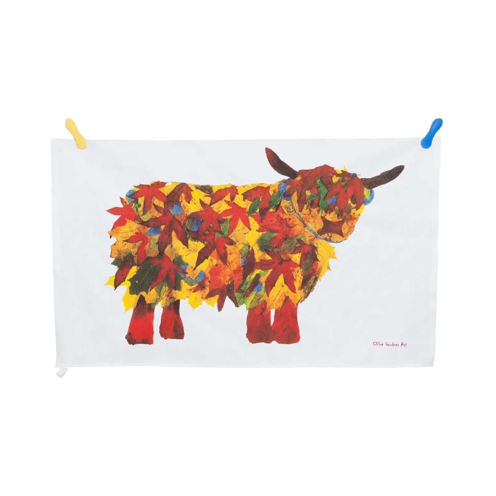 Highland Cow Tea Towel Leaf