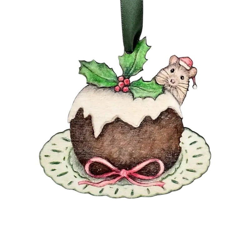 Christmas Pudding Wooden Decoration