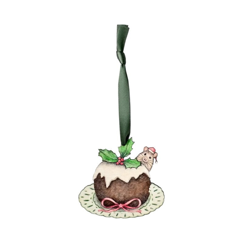 Christmas Pudding Wooden Decoration