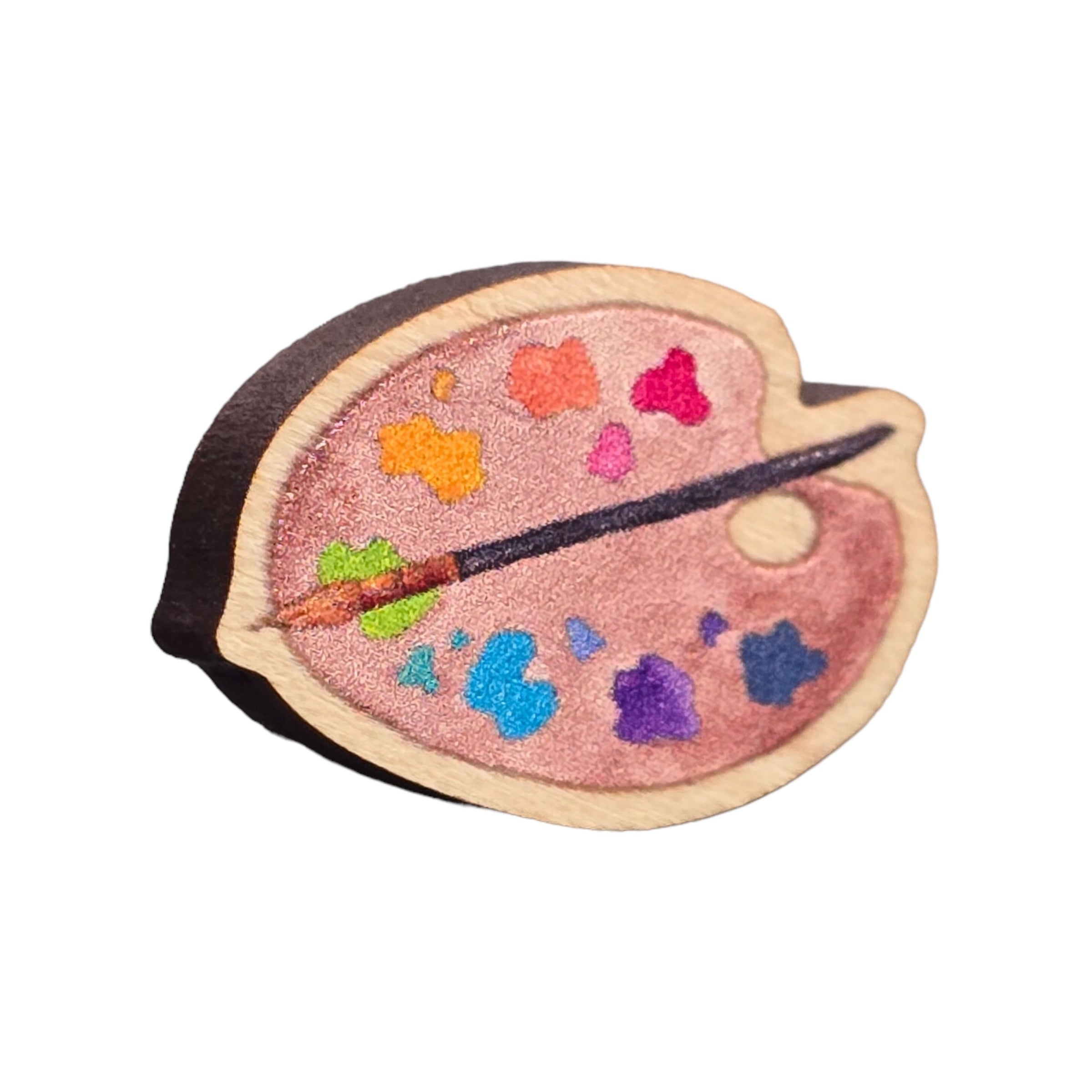 Art Palette Mini Wooden Pin Badge