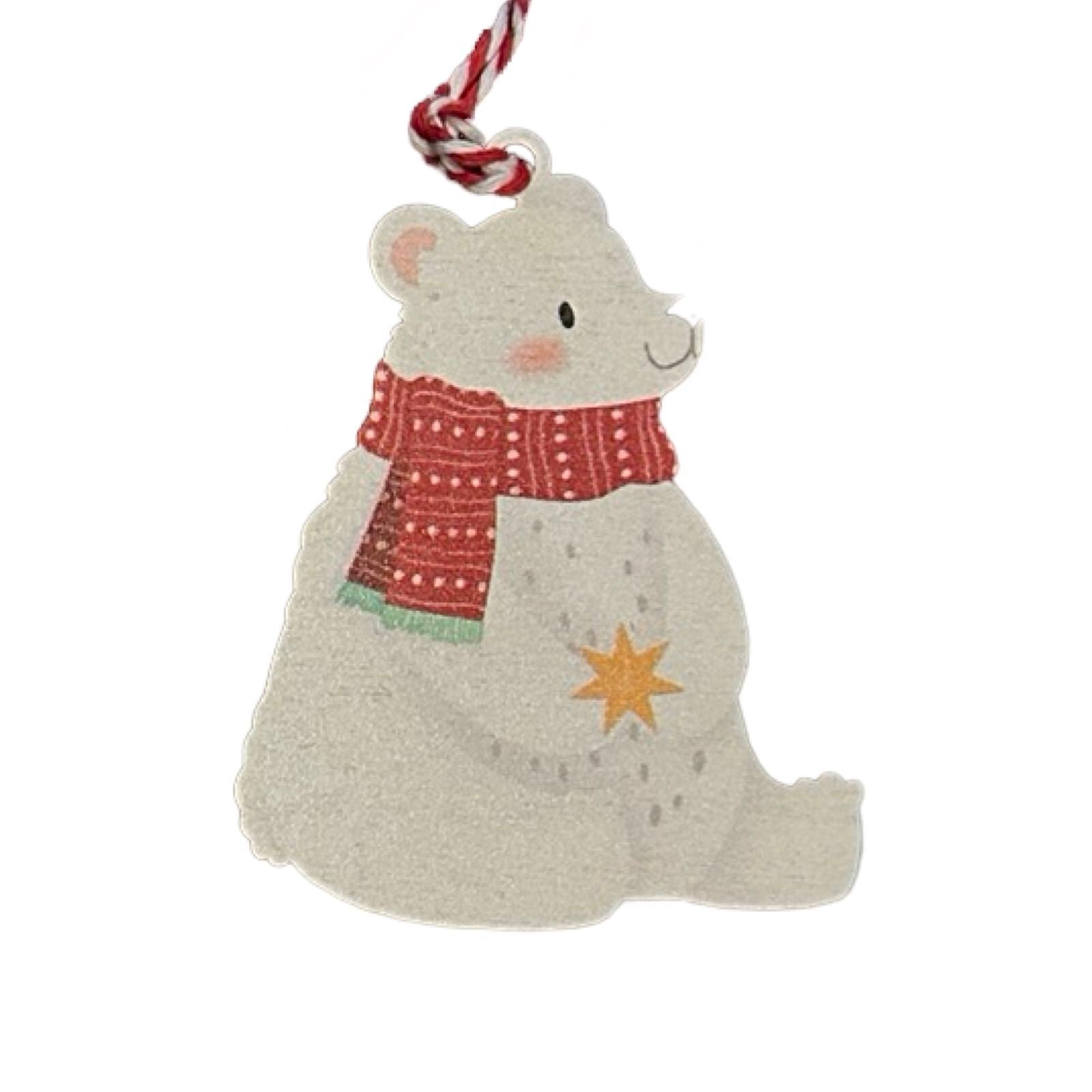 Winter Polar Bear Wooden Christmas Decoration