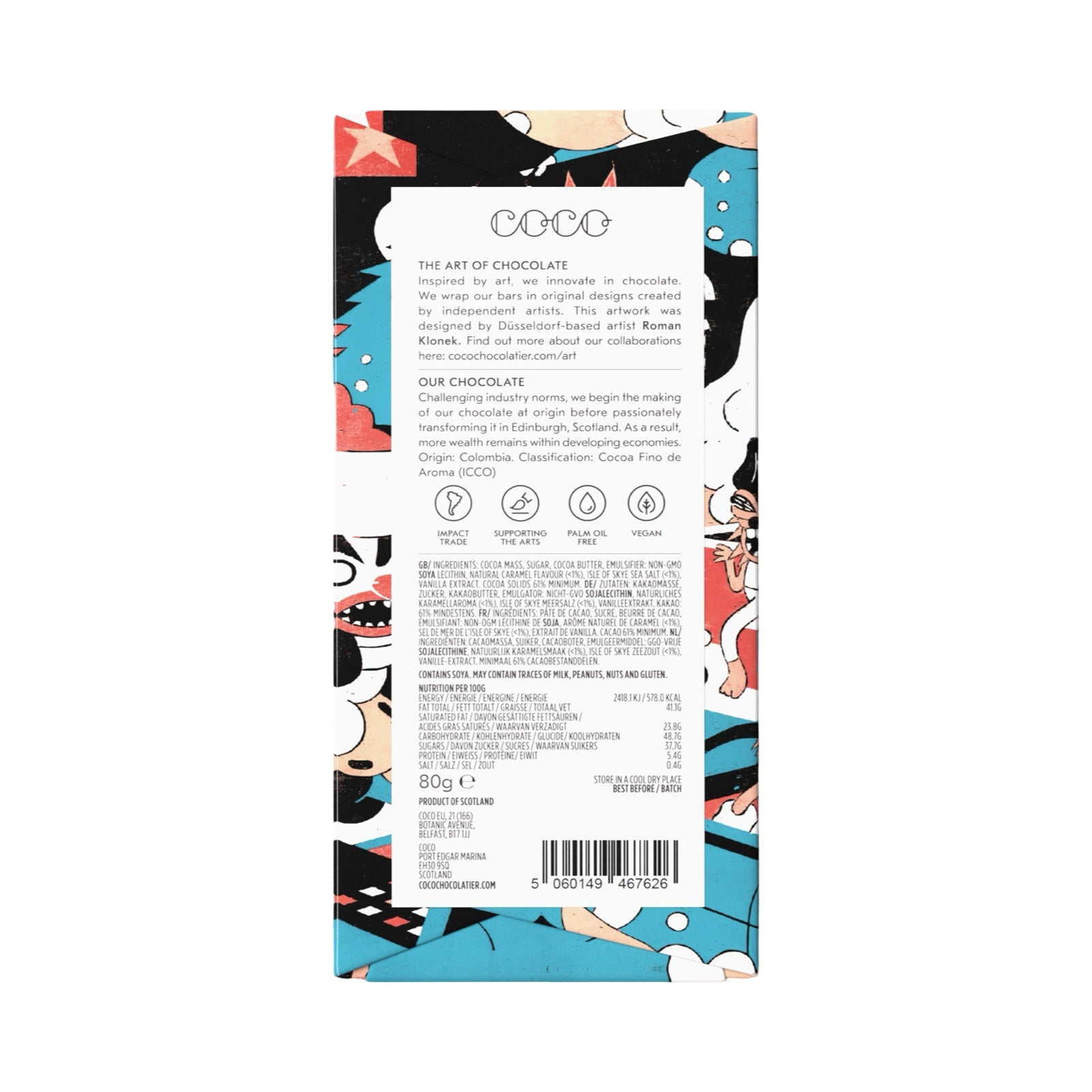 A bar of salted caramel flavoured dark chocolate