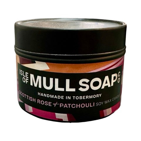 This Scottish rose and patchouli soy wax candle has a fresh and floral scent with earthy tones.