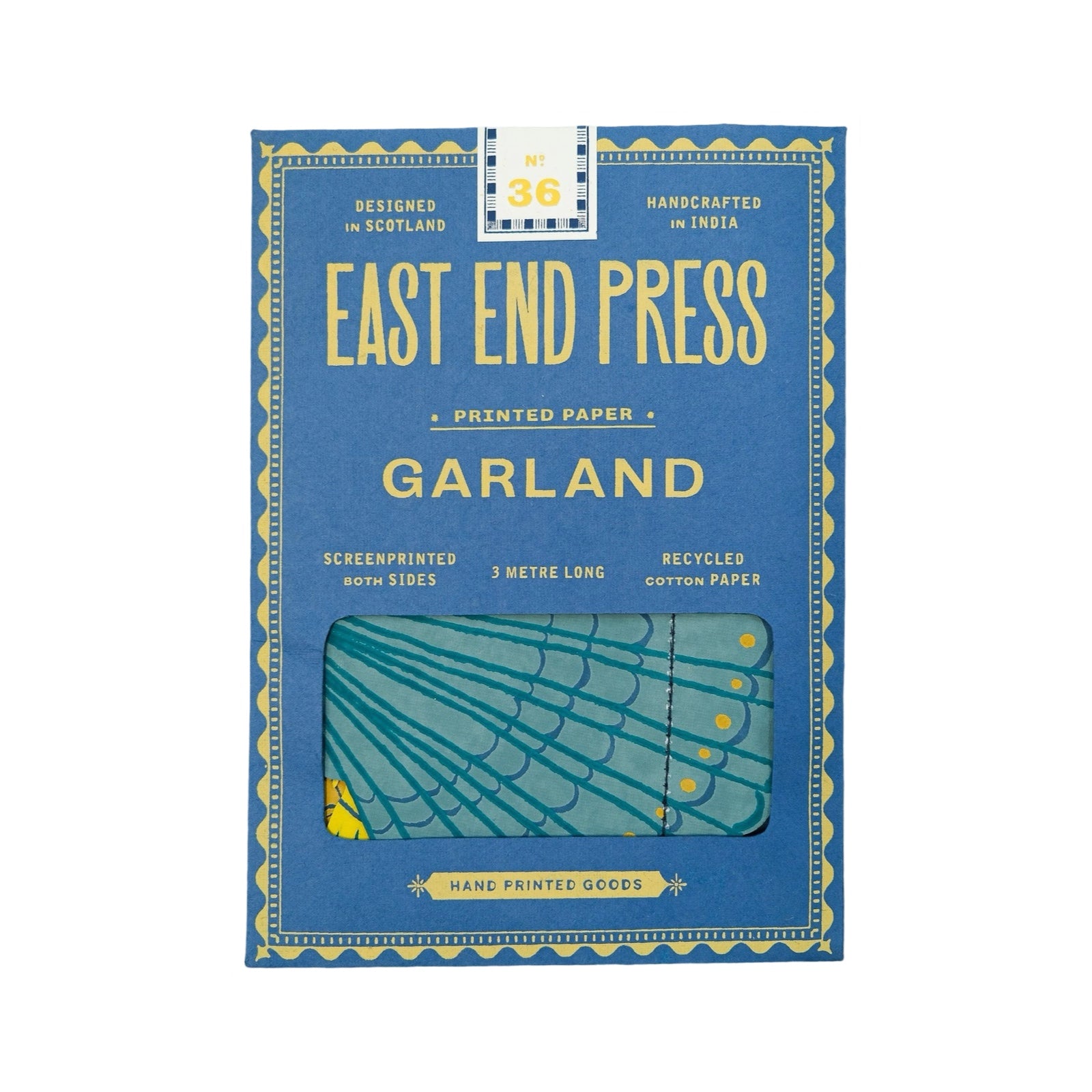 A blue rectangular paper packet for a sea-life paper garland.