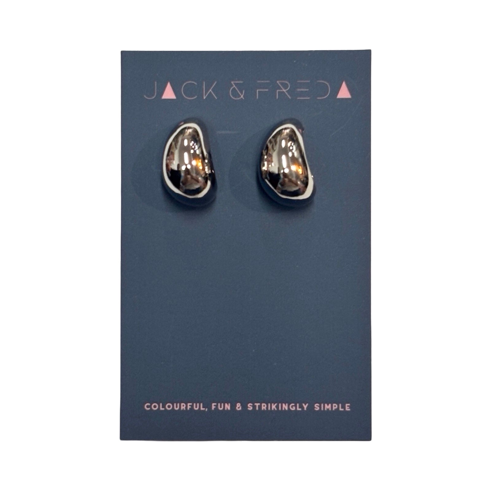 Pair of earrings on a 'Jack & Fred' branded card with a white background.
