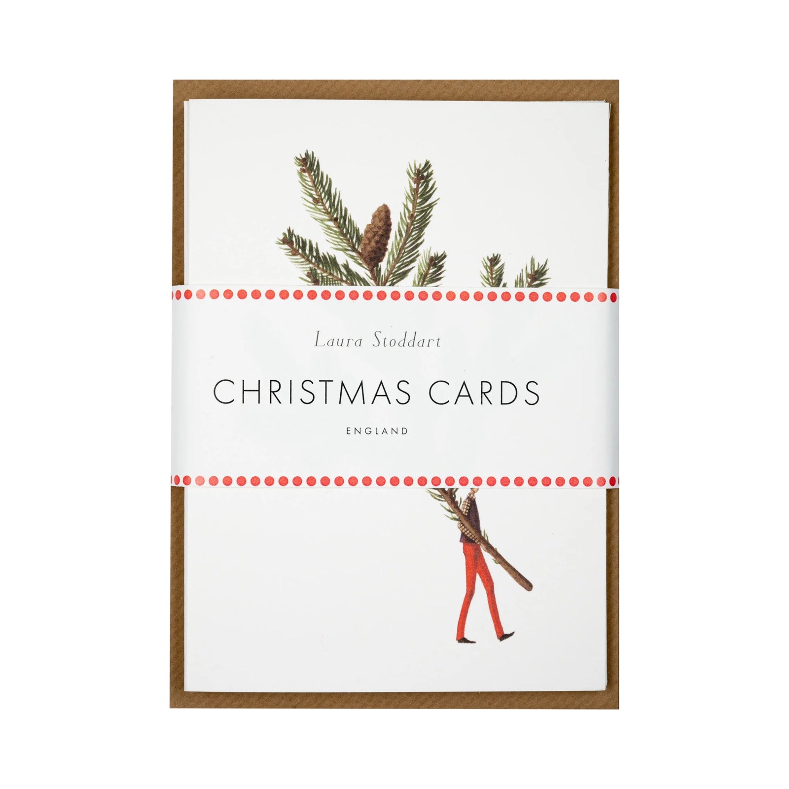 Packaged up spruce and eucalyptus Christmas cards.