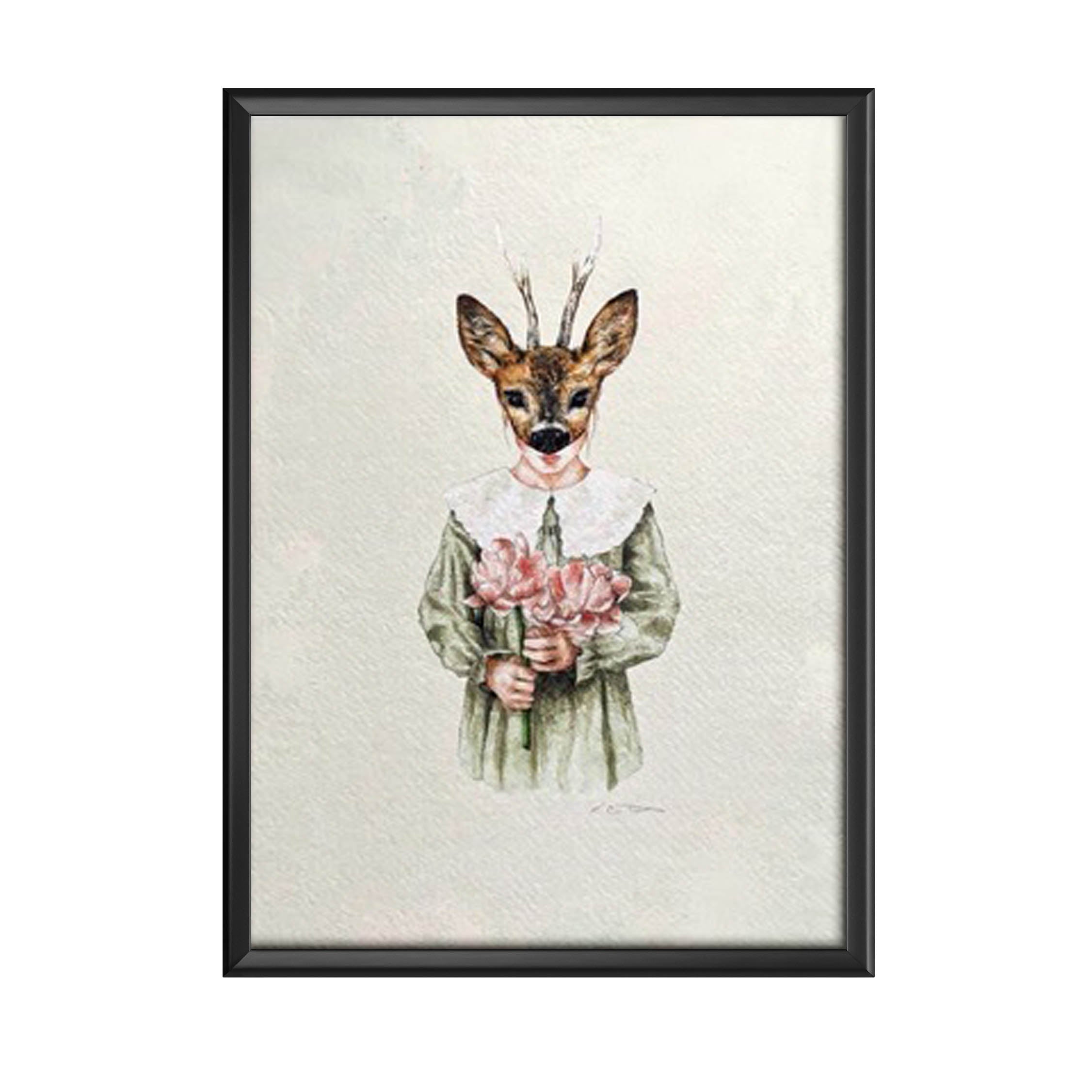 Girl in Deer Mask Print