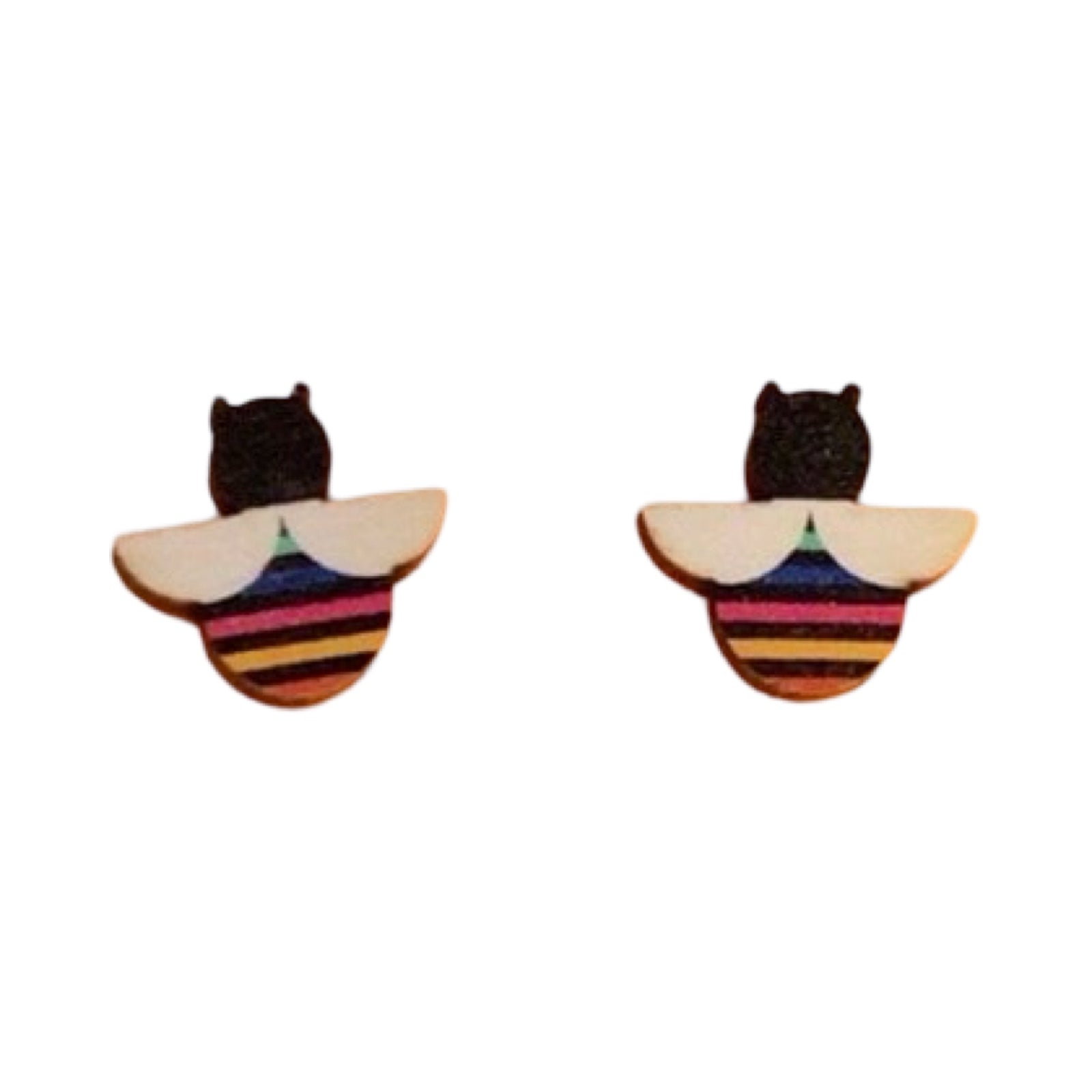 Bee Wooden Stud Earrings