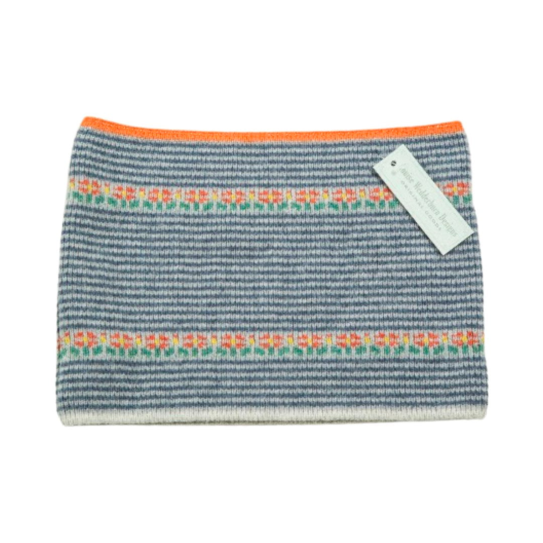 This blue striped soft and cosy snood will help to keep you cosy this winter.