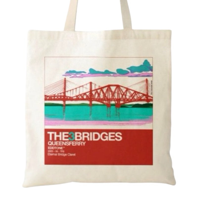 This tote bag features a square design of the 3 famous Forth Bridges, the Forth Rail Bridge, the Forth Road Bridge and the Queensferry Crossing. Designed as part of the 'Eddtone' collection.
Designed by Eddscape and printed in the UK.
