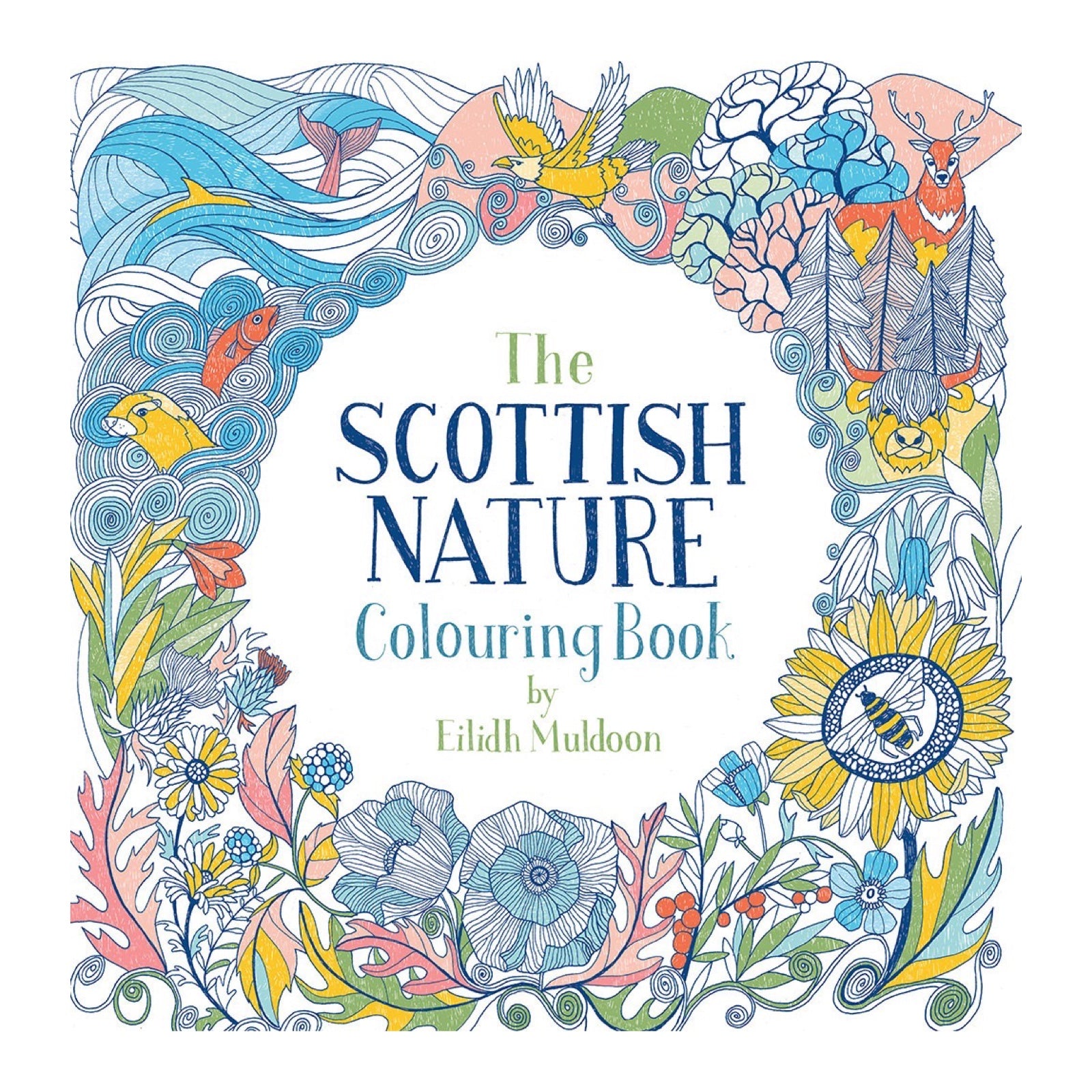 the front cover of the Scottish nature colouring book.
