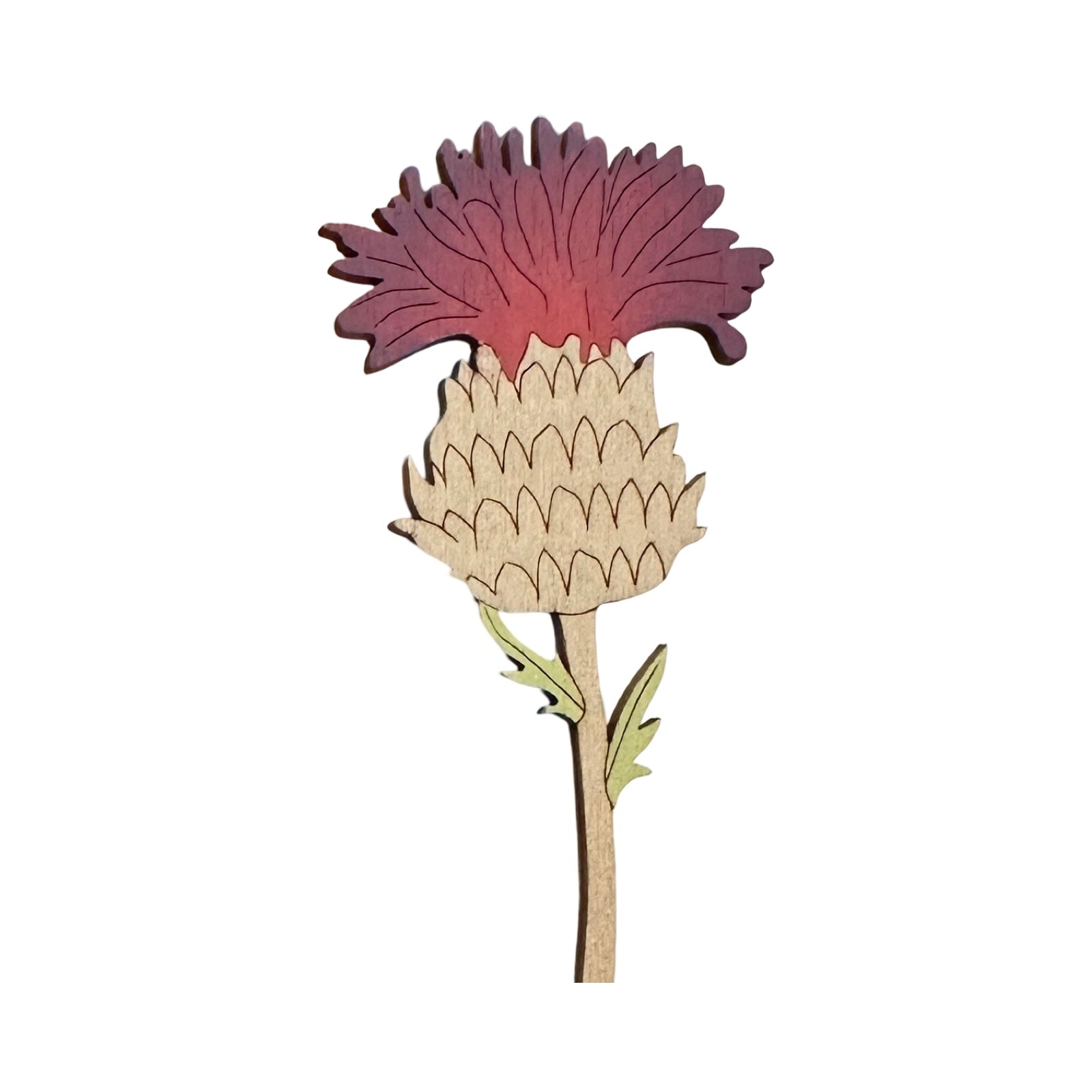 A wooden thistle flower.