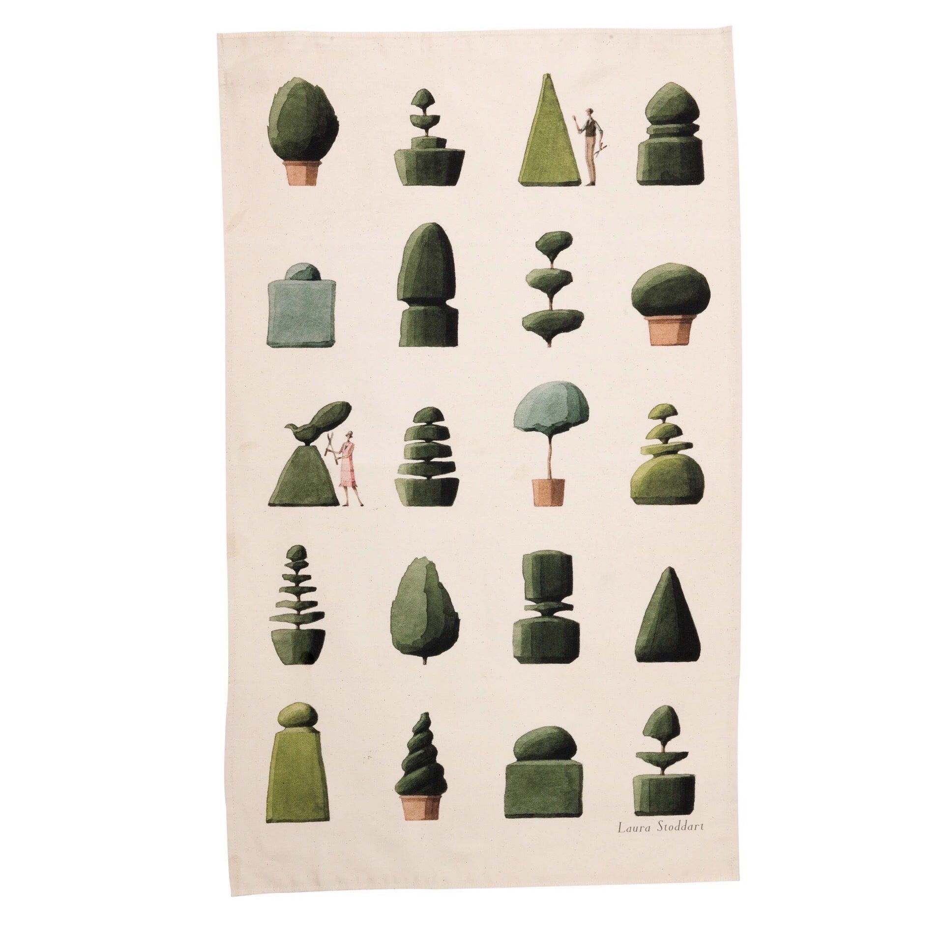 Tea towel featuring an illustration of topiary in all its glorious shapes and sizes.