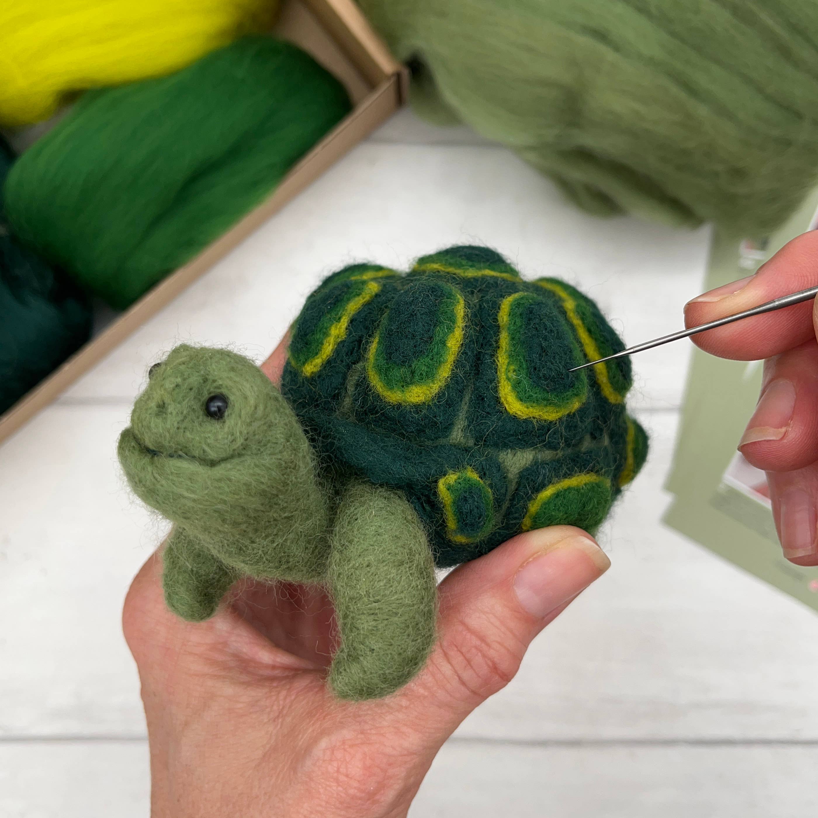 Make a gorgeous tortoise with this needle felting craft kit for adults.