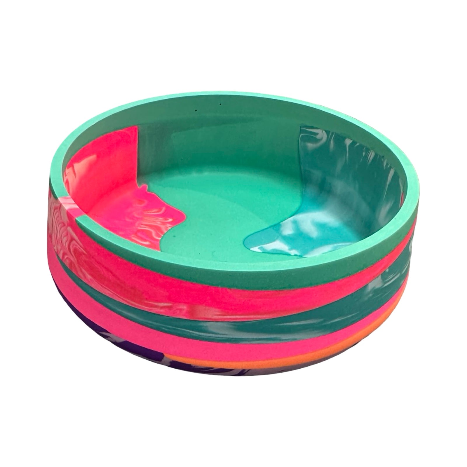 Colourful bowl with a white background.