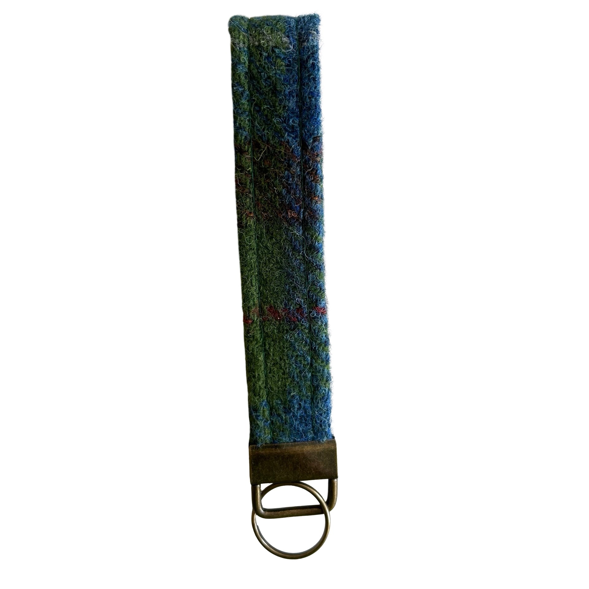 Green Harris tweed key ring loop