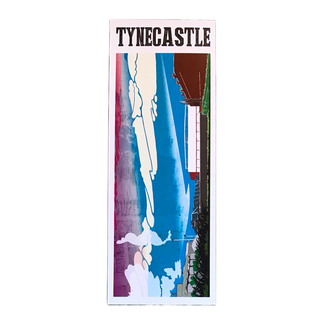 Bookmark featuring a panoramic landscape illustration of Hearts Tynecastle Stadium in Gorgie, Edinburgh.