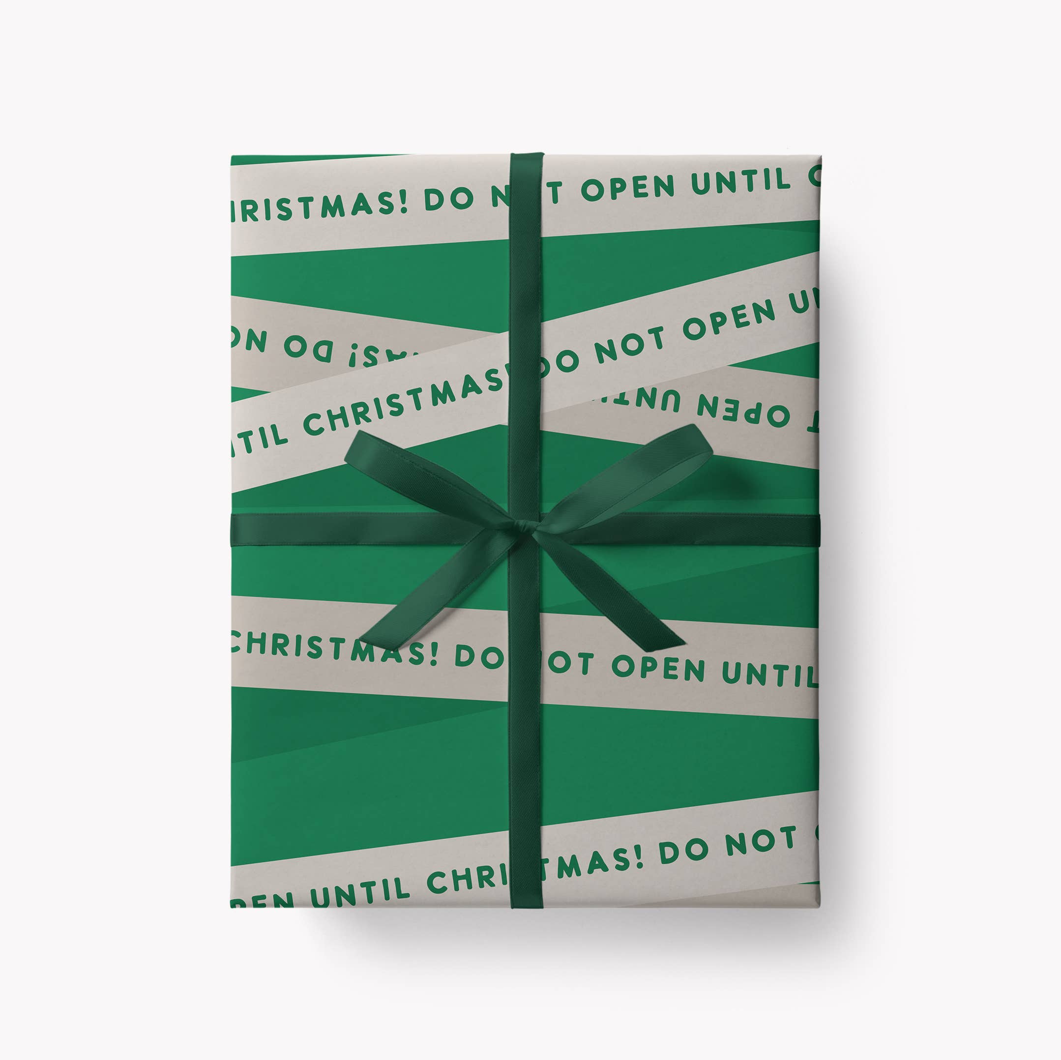 Gift box wrapped in green and white striped paper with a green ribbon on a white background.