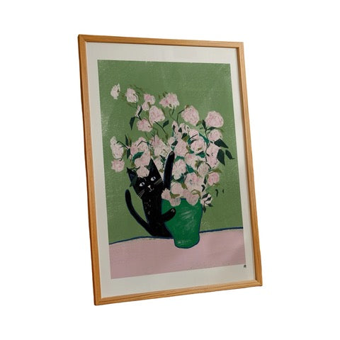 Vincat and Roses Cat Print