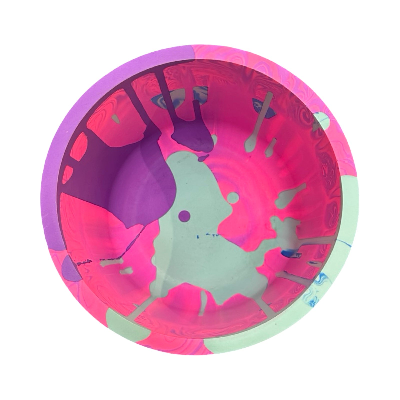 Inside of colourful planter.