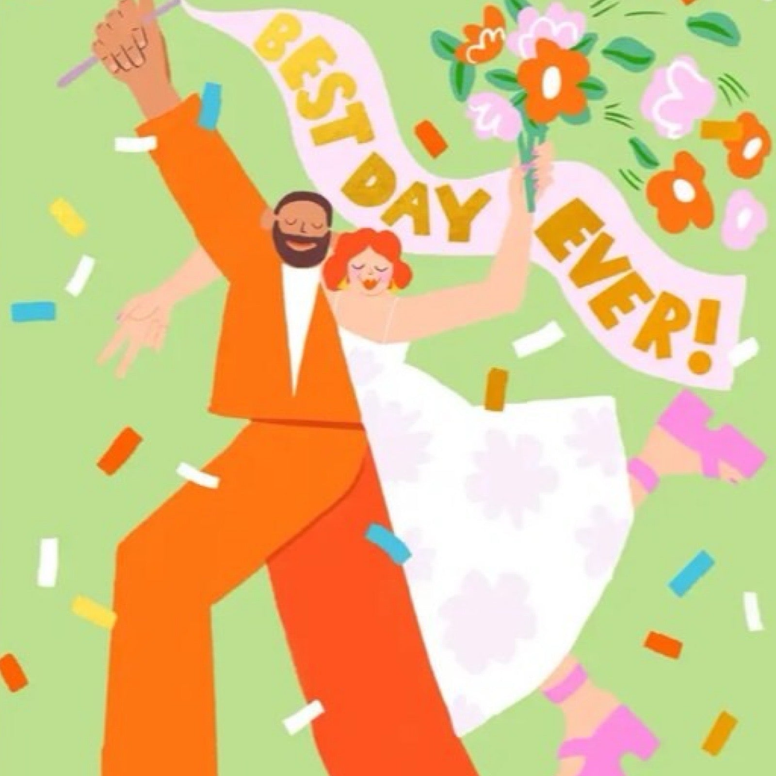 Wedding card best day ever card close up.
