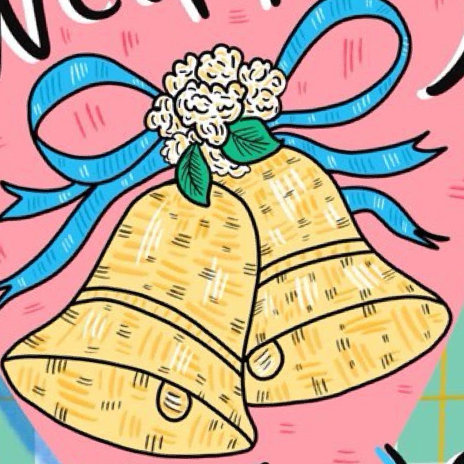 Wedding belters card close up.